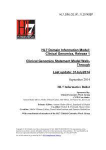 HL7 Domain Information Model: Clinical Genomics