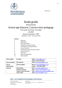 Study guide HT2014 - Barn- och ungdomsvetenskapliga institutionen