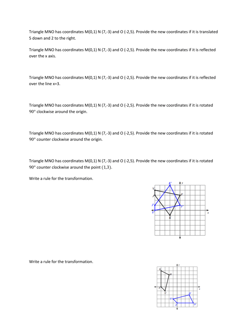 Triangle Mno Has Coordinates M 0 1 N 7 3 And O