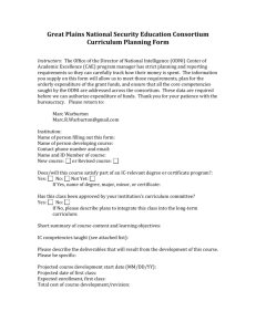 GPNSEC Course Planning Form - Great Plains National Security