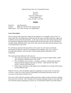 Material-Energy Flows for a Sustainable Society PA 5752 Fall 2015