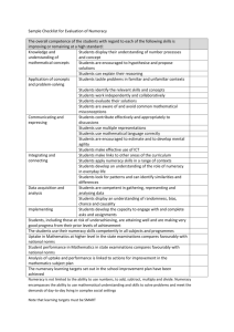 Sample Checklist for Evaluation of Numeracy The overall