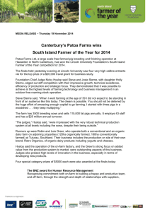 Canterbury`s Patoa Farms wins South Island Farmer of the Year for