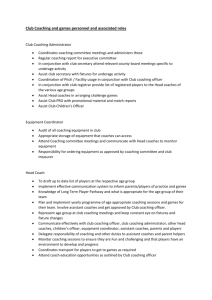 Club Coaching and games personnel and associated roles Club