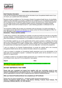Pre-Acceptance Health Assessment – Fitness to Train Questionnaire