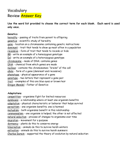 Genetics & Heredity Review Sheet: