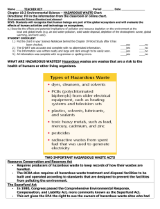 CHART: Hazardous Waste, C.19.3 TEACHER COPY