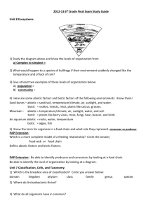 2012-13 6th Grade Final Exam Study Guide Unit 8 Ecosystems: 1