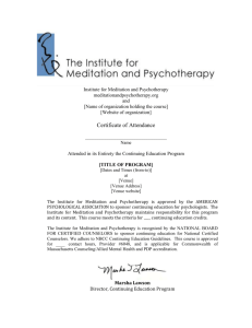 title of program - The Institute for Meditation and Psychotherapy