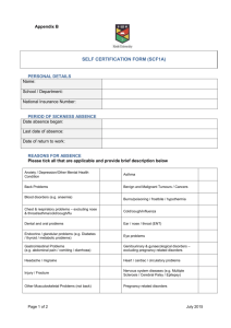 Appendix D - Self Certification Form (Operational Staff)