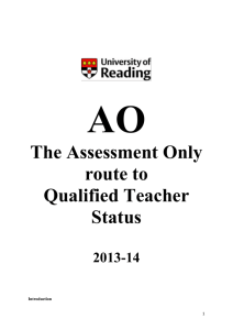 AO The Assessment Only route to Qualified Teacher Status 2013-14