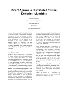 Ricart Agrawala`s Distributed Mutual Exclusion Algorithm is