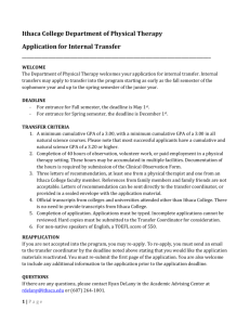 Ithaca College Department of Physical Therapy Application for
