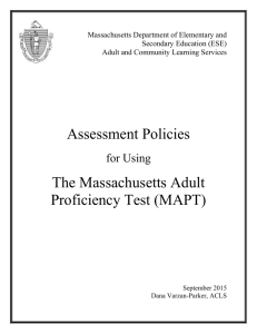 Policies for Using the MAPT - Massachusetts Department of Education