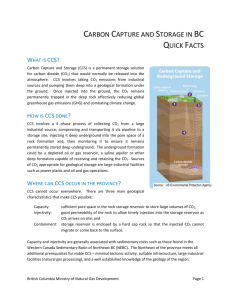 Carbon Capture and Storage in BC - Quick Facts