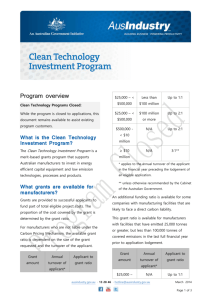 Clean Technology Investment Program Overview