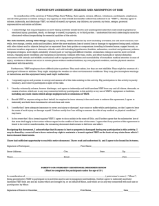 PARTICIPANT AGREEMENT, RELEASE AND ASSUMPTION OF