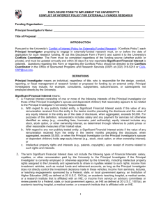 Disclosure Form to Implement the CUA Policy on Conflicts