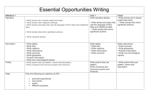 Essential Opportunities Writing Milestone 1 Year 1 Year2 Narrative