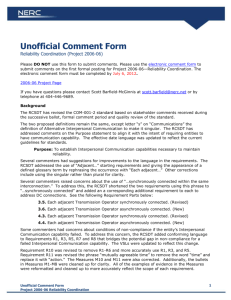 Project 2006-06 Unofficial Comment Form for Draft 6 Posting