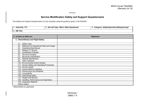 Service Modification Safety and Support Questionnaire