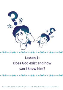 Lesson 1: Does God exist and how can I know him?