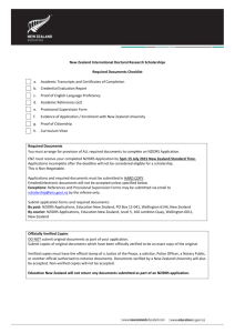 NZIDRS 2015 Required Document Checklist