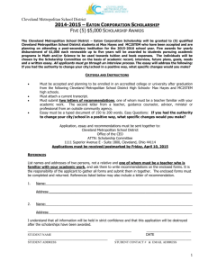 SCHOLARSHIP APPLICATION - Cleveland Metropolitan School