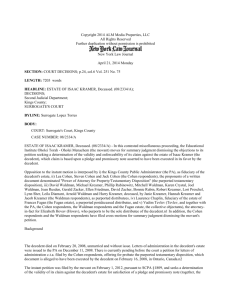 Matter of Kramer - New York Trusts & Estates Litigation