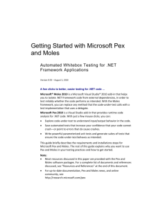 Getting Started with Microsoft Pex and Moles