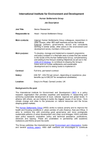 Job Title: Senior Researcher - International Institute for Environment