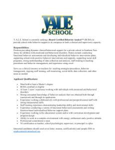 Y.A.L.E. School is currently seeking a Board Certified Behavior