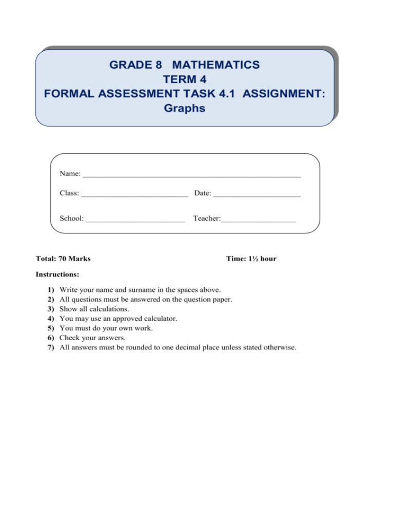 mathematics assignment grade 8 term 1