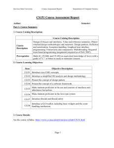CS151 Course Assessment Report