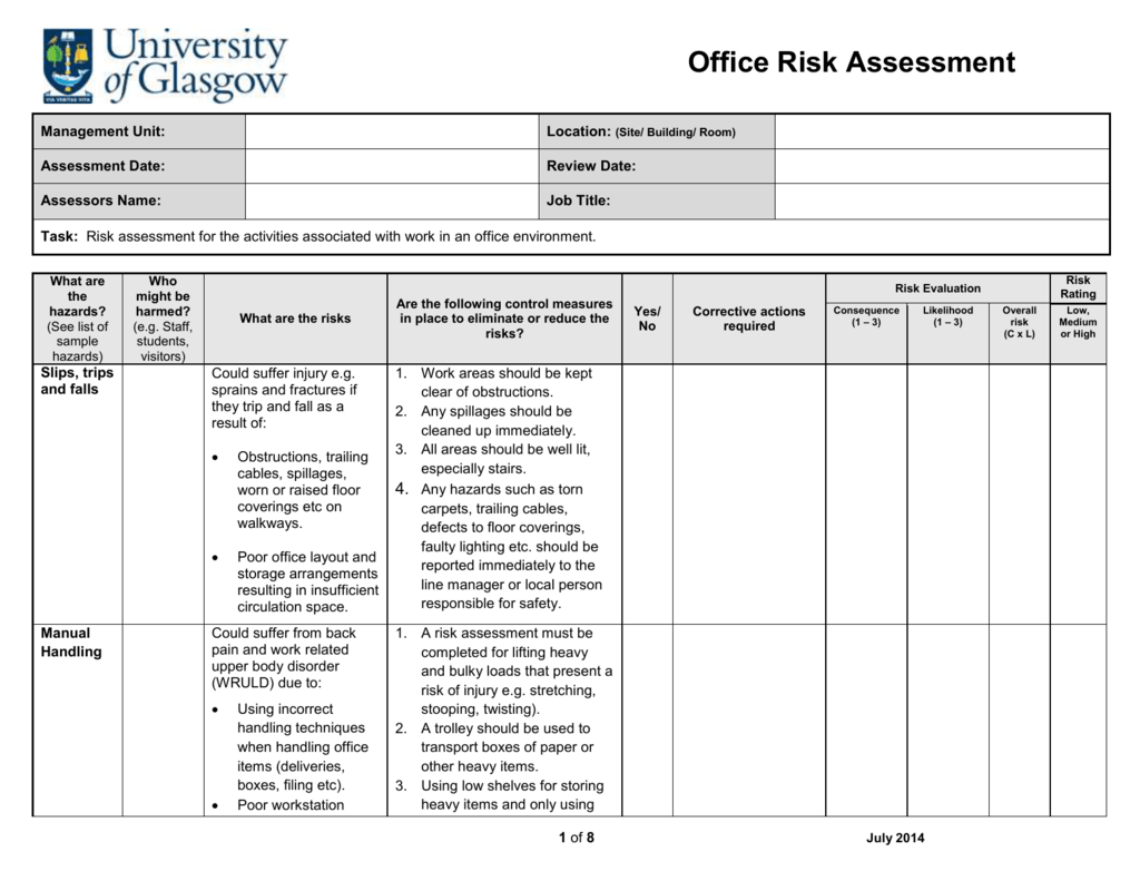 Iosh Risk Assessment Form Examples