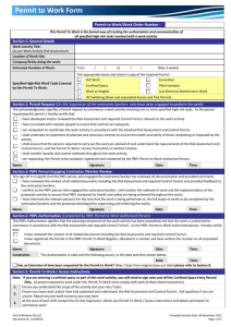 Permit to Work Form