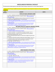 Miscellaneous Proposal Checklist