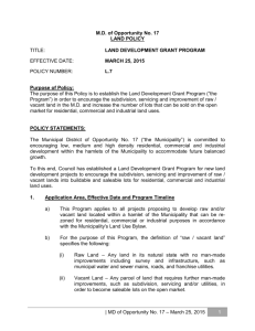 Land Development Grant Program - Municipal District of Opportunity