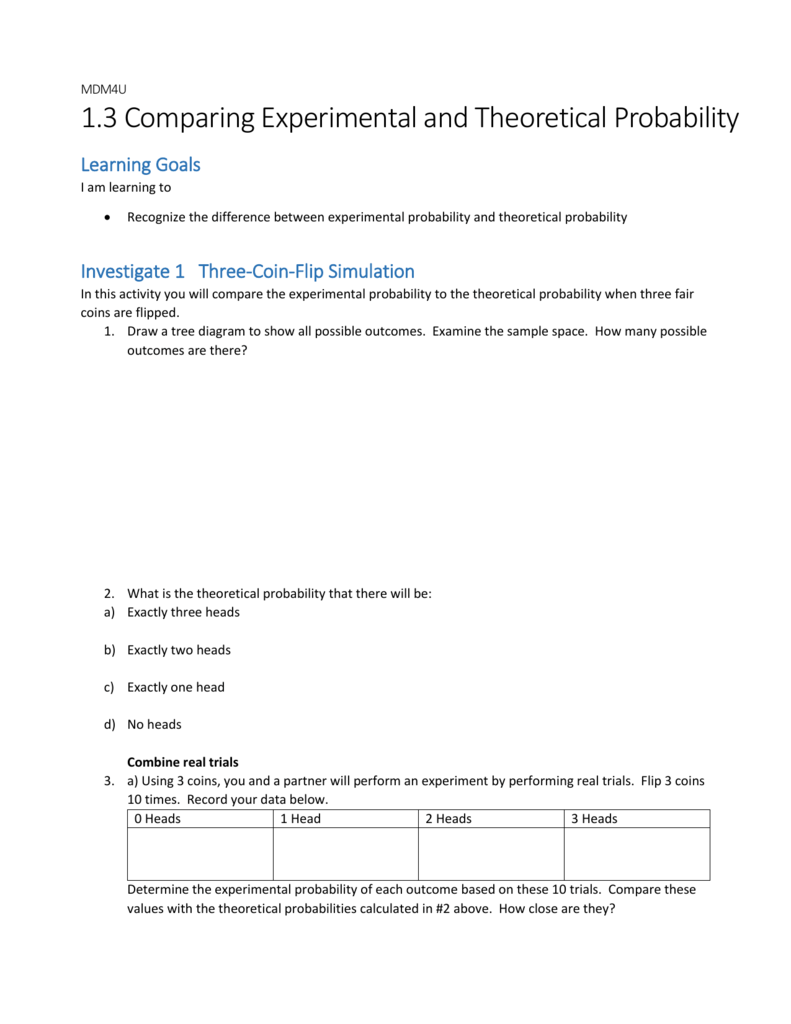 Difference Between Experimental Probability And Theoretical Probability