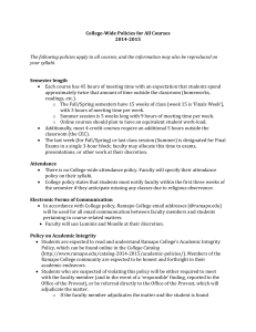 College-Wide Policies for All Courses 2014