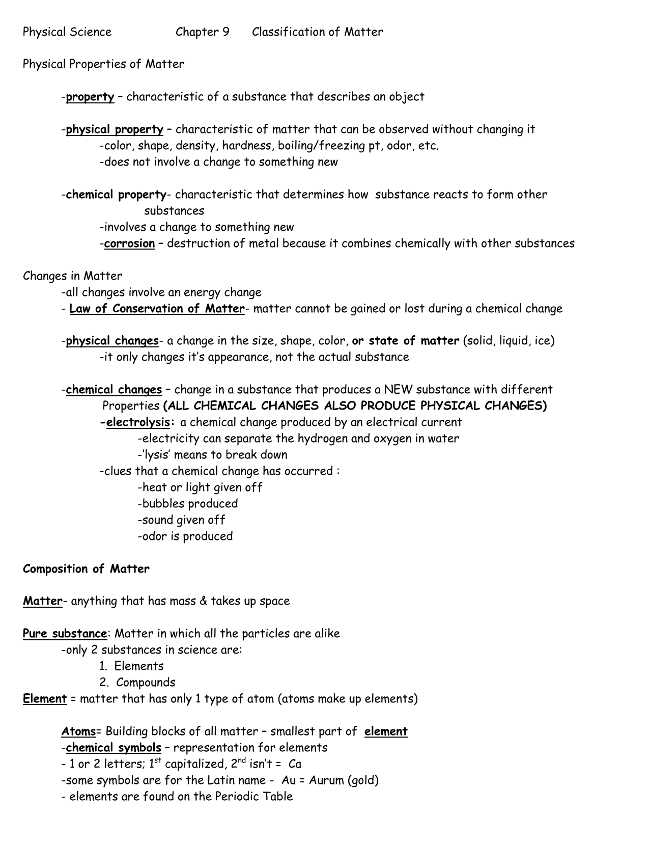 Physical Science Chapter 22 Classification of Matter Physical With Composition Of Matter Worksheet