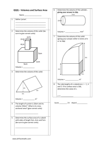 Worksheet: Volumes and Surface Area Test (QQQ)