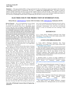 electrolysis in the production of hydrogen fuel