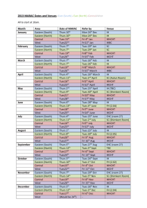 2013 MARAC Dates and Venues -East (South) - East