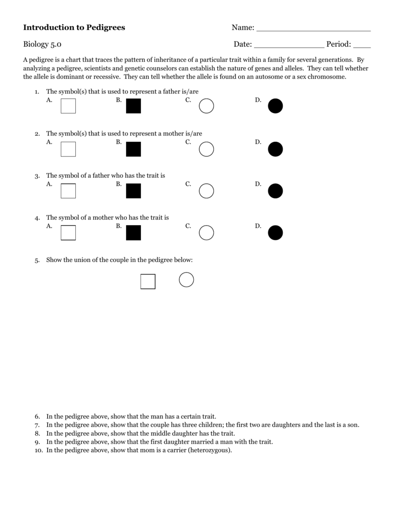Pedigree Worksheet