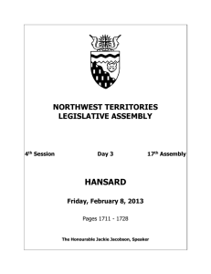 hn130208 - Legislative Assembly of The Northwest Territories