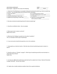 WEATHERING WORKSHEET NAME Read chapter 3 pages 68