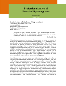 Exercise Science Is Not a Sound College Investment