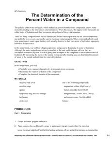 The Determination of the Percent Water in a