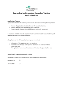Counselling for Depression Counsellor Training Application Form